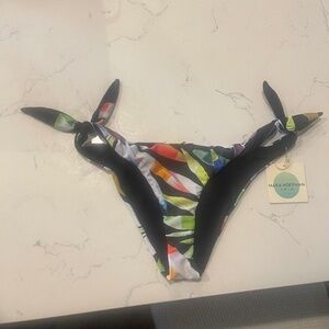 NWT - Mara Hoffman Black Print Bikini Bottom - XL
